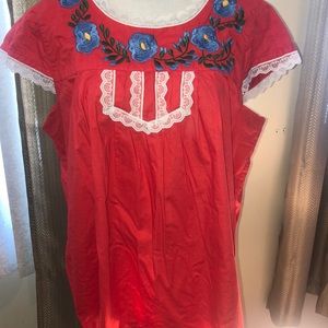 Tracy Feith Tops - Tracy Feith Red Embroidered Shirt XL Target Tracy Feith Tops - Tracy Feith Red Embroidered Shirt XL Target
